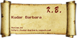 Kudar Barbara névjegykártya
